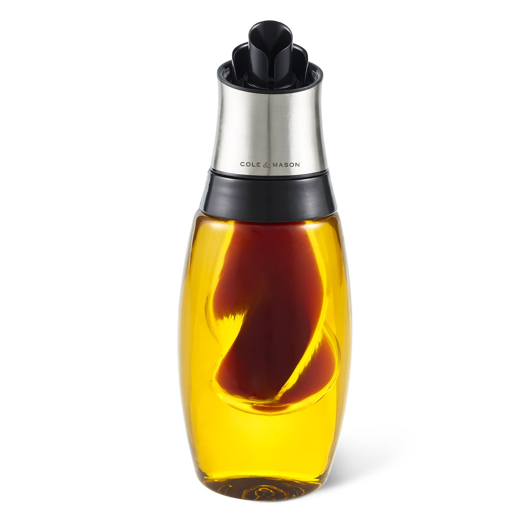 Cole & Mason H103069 Bristol Duo öl und Essig Spender, 450ml öl 50ml Essig, Olivenölspender, Glasspe