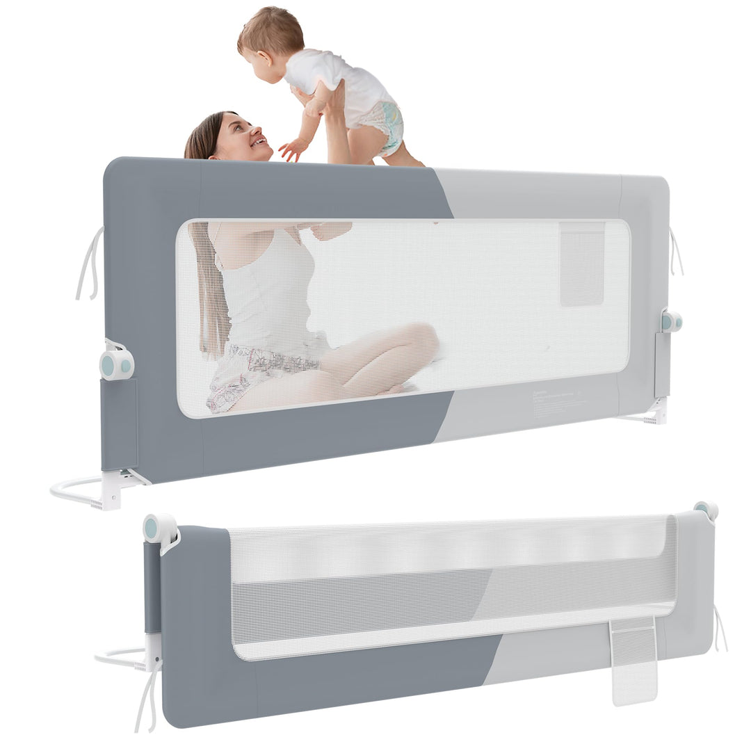 HENGMEI Rausfallschutz Bett 150 cm Bettgitter Bettschutzgitter Kinderbettgitter Zusammenklappbar um