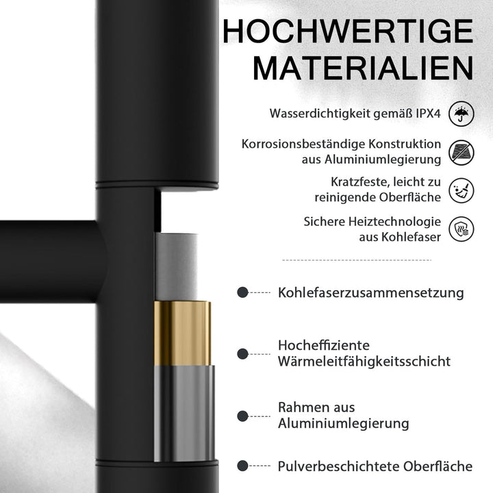 Badheizkörper, Handtuchheizkörper, Um 180° Drehbare Halterung, Mit Heizstab 250W, 850 X 520 Mm, Rahm