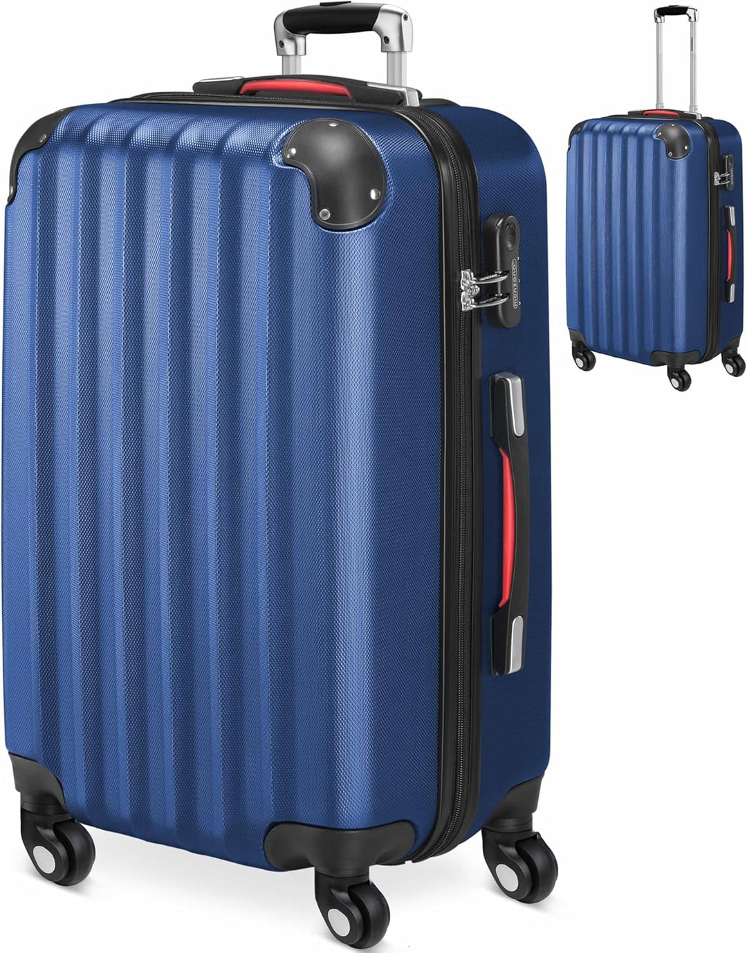 Monzana® Koffer Baseline Handgepäck ABS Hard Case Gehäuse gummierte Rollen Teleskopgriff Zahlenschlo