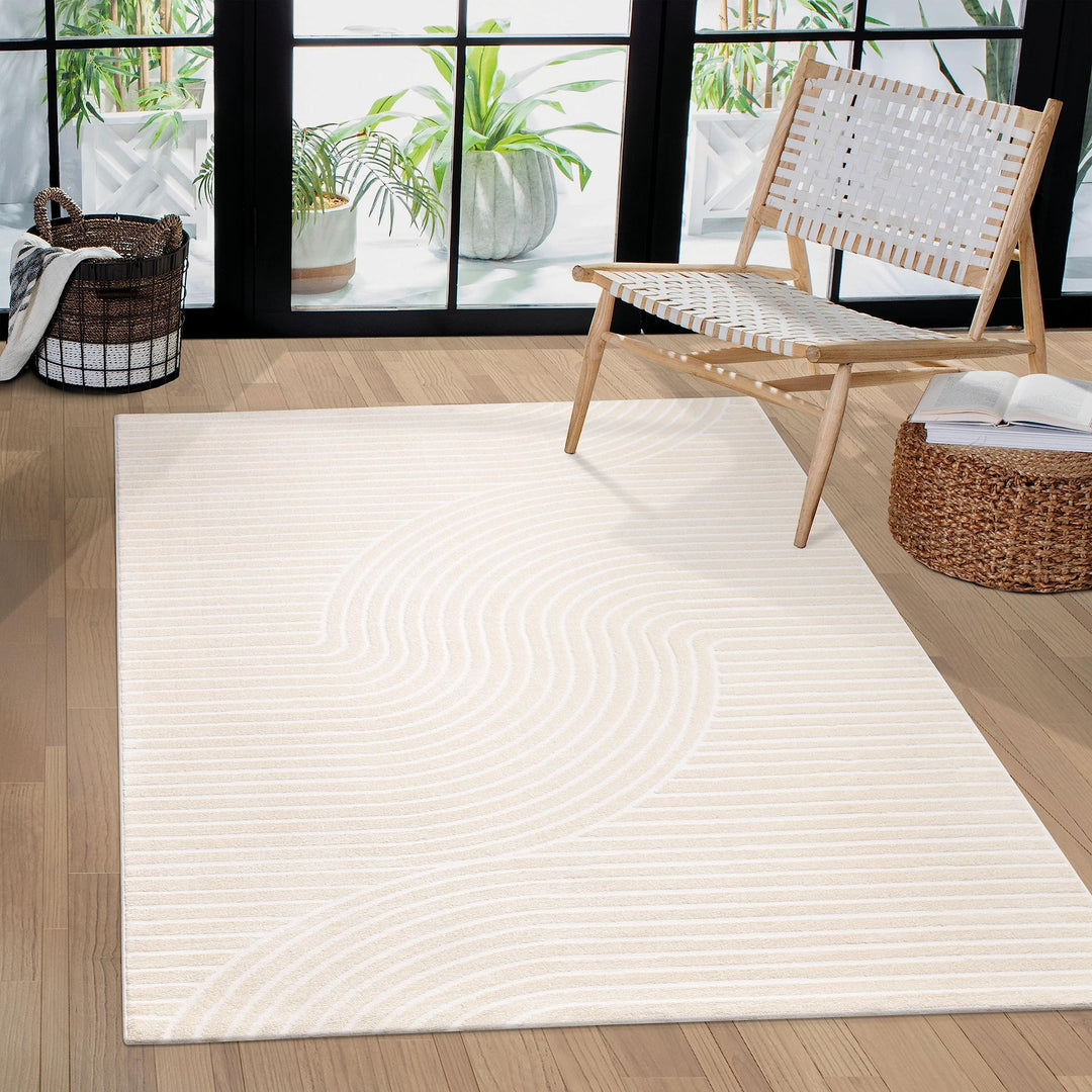 Paco Home Teppich Wohnzimmer Schlafzimmer Kurzflor Skandinavisches Boho Muster Regenbogen Geometrisc