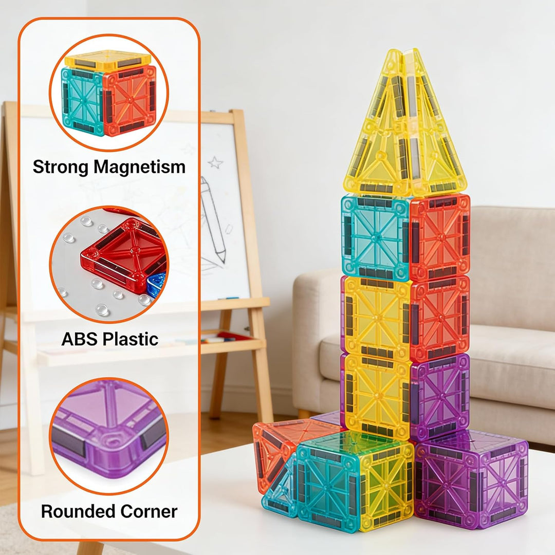 Mini-Magnetfliesen, 34 Stück magnetische Fliesen mit Metall-Aufbewahrungsbox, magnetische Gebäudefli