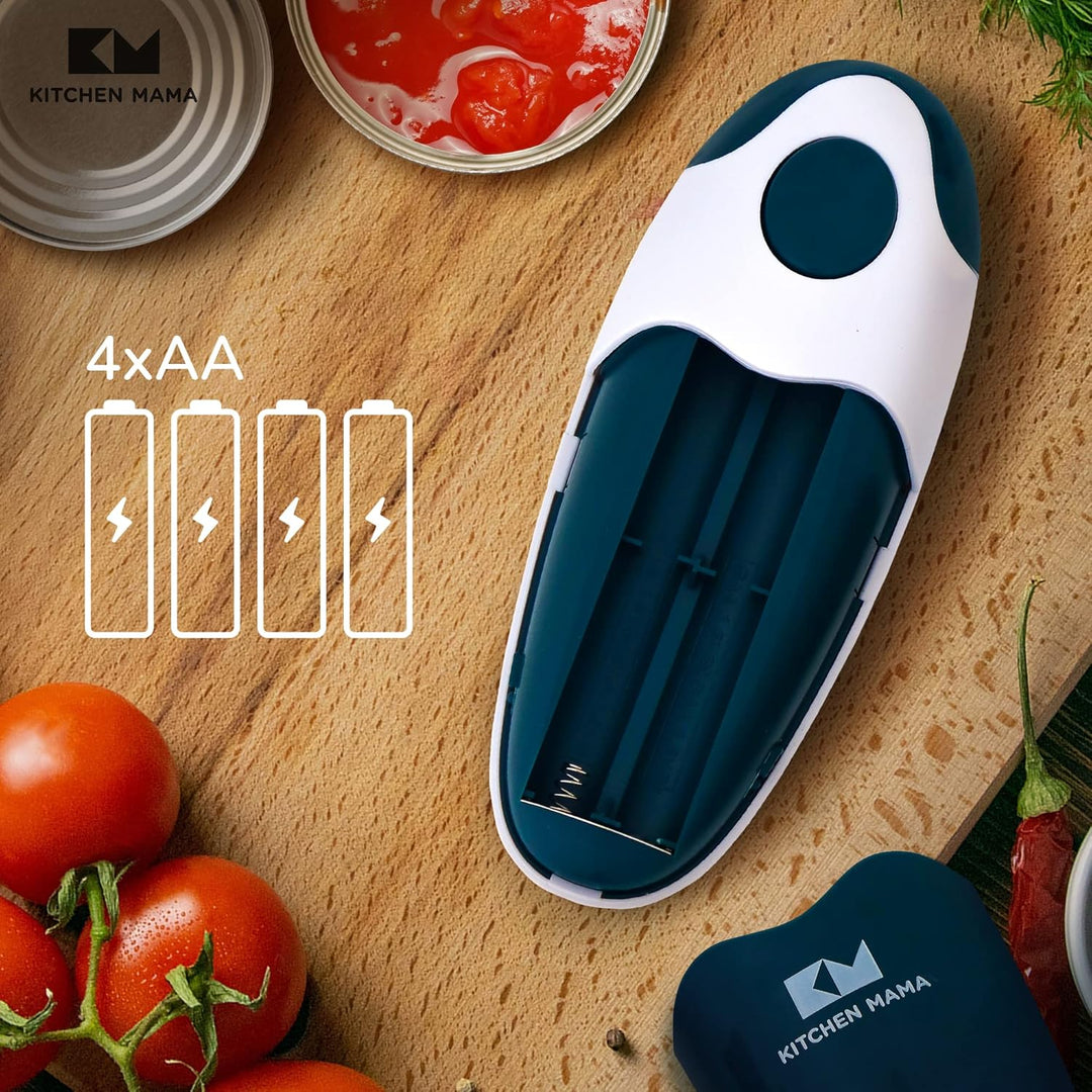 Kitchen Mama Elektrischer Dosenöffner V2 - Verbesserte Klinge öffnet jede Dosenform, Dosenöffner ohn