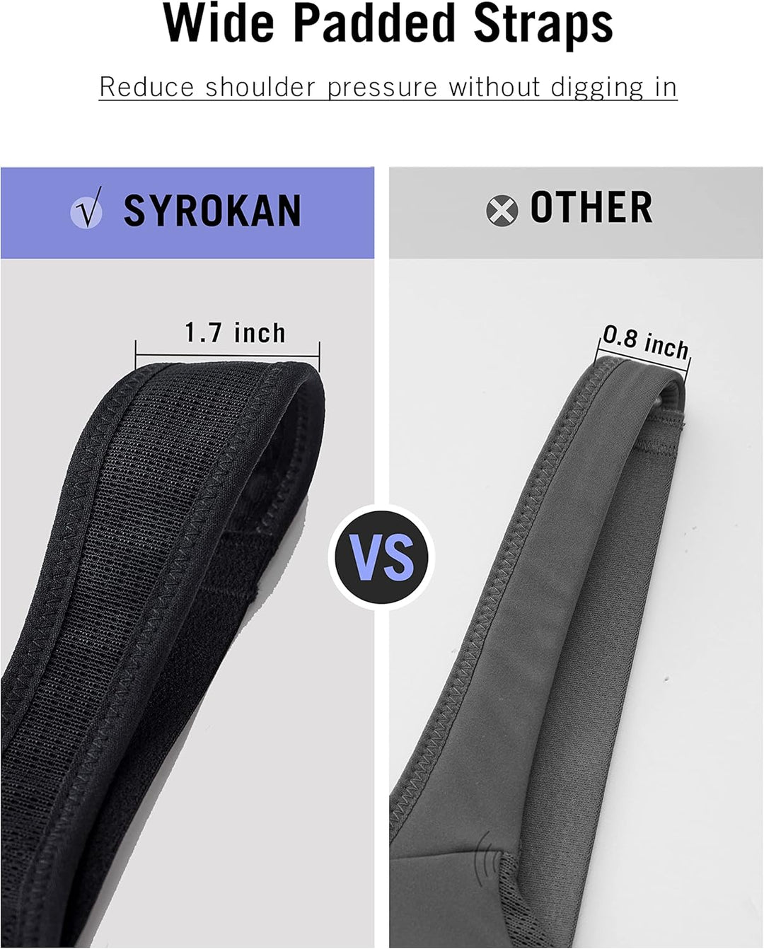 SYROKAN Damen Sport BH Starker Halt Verstellbar Träger Gekreuzt Rücken Ohne Bügel Lauf Fitness Yoga