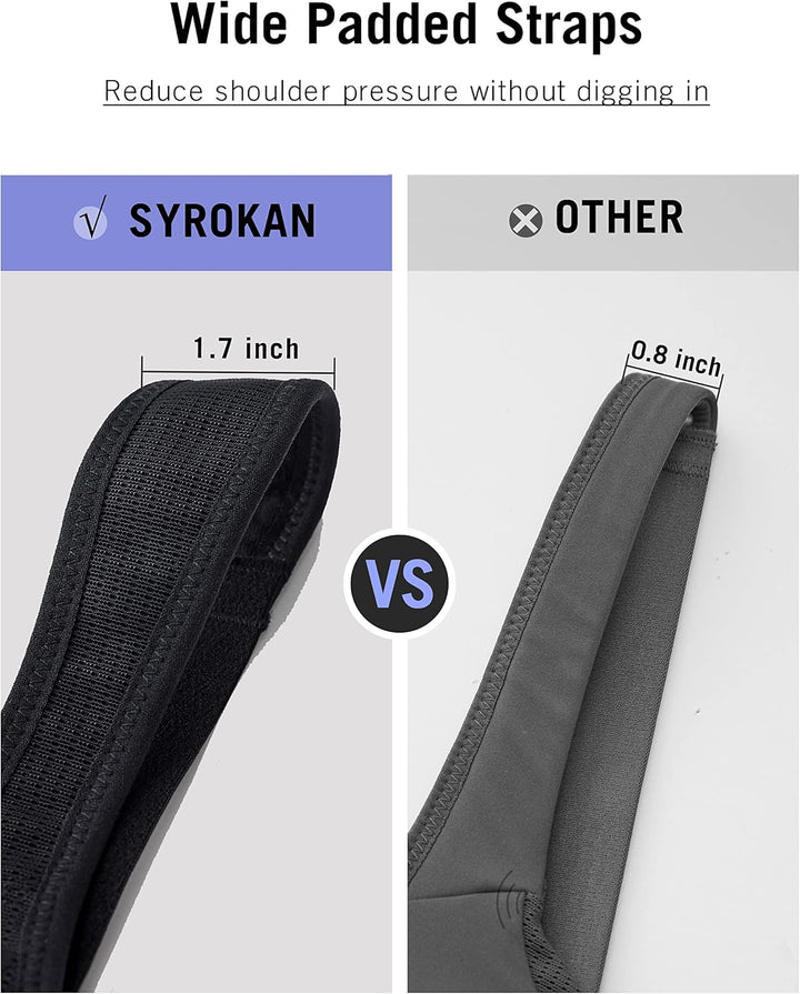 SYROKAN Damen Sport BH Starker Halt Verstellbar Träger Gekreuzt Rücken Ohne Bügel Lauf Fitness Yoga