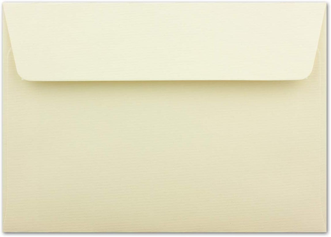 75 gerippte Briefumschläge DIN C6 Vanille - 11,4 x 16,2 cm - 100 g/m² Post-umschlag ohne Fenster Haf