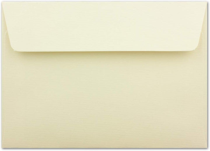 75 gerippte Briefumschläge DIN C6 Vanille - 11,4 x 16,2 cm - 100 g/m² Post-umschlag ohne Fenster Haf