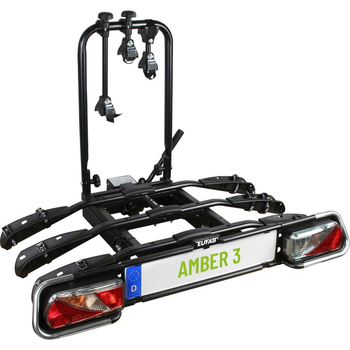 EUFAB 11555 Fahrradträger AMBER 3, E-Bike geeignet, teilweise vormontiert, Diebstahlschutz, für 3 Fa