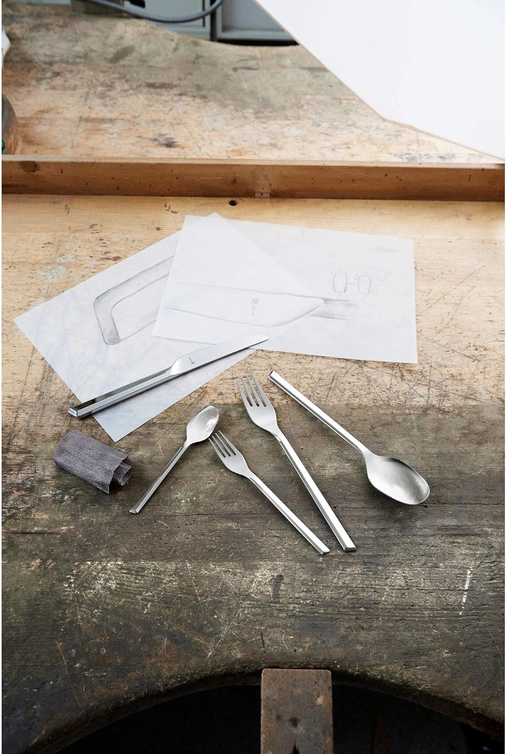 WMF Kineo Salatbesteck Edelstahl 25 cm, Salatgabel, Servierlöffel, Cromargan protect Edelstahl polie