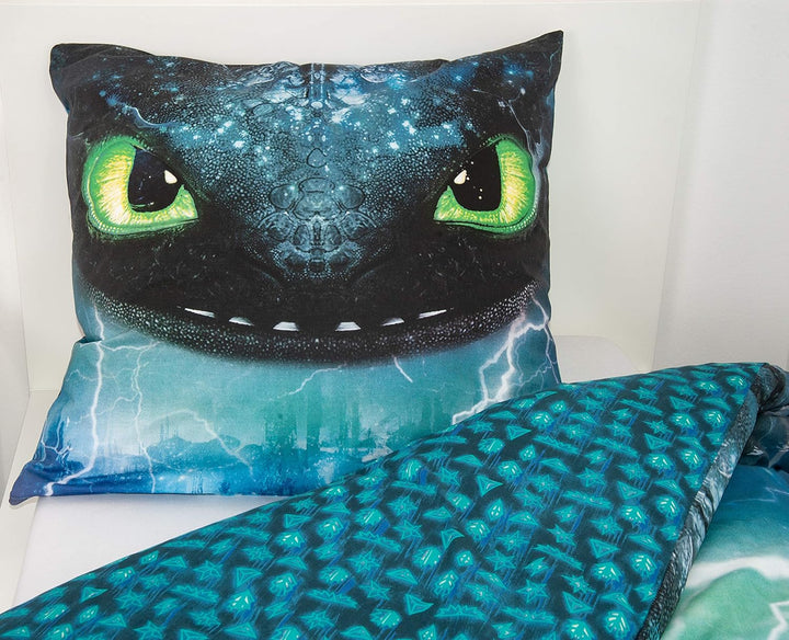 Herding DREAMWORKS DRAGONS Bettwäsche-Set, Wendemotiv, Bettbezug 135 x 200 cm, Kopfkissenbezug 80 x