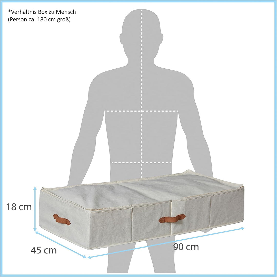 LOVE IT STORE IT Premium Unterbettkommode - Unterbett Aufbewahrungsbox für Bettwäsche - Aus Leinen-B