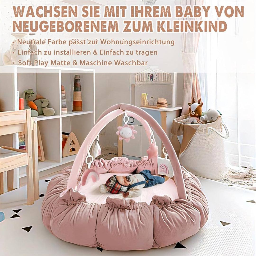 Mallify 5-in-1-Wandelbares Baby-Spielbogen mit 6 Spielzeug, Spieldecke zur Förderung der sensorische