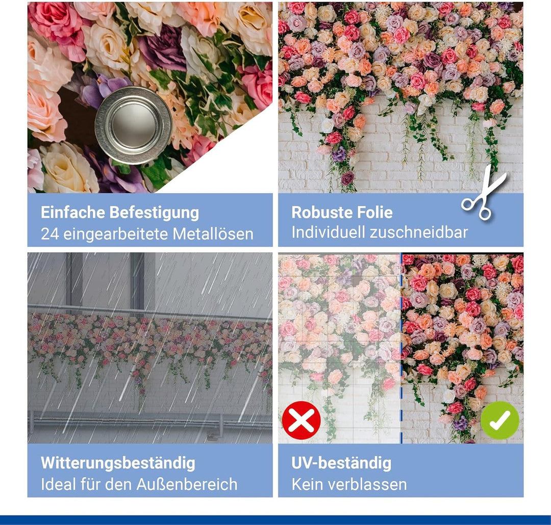 Maximex Balkon-Sichtschutz, praktischer Sichtschutz mit Rosen-Motiv und hoher UV- und Witterungsbest