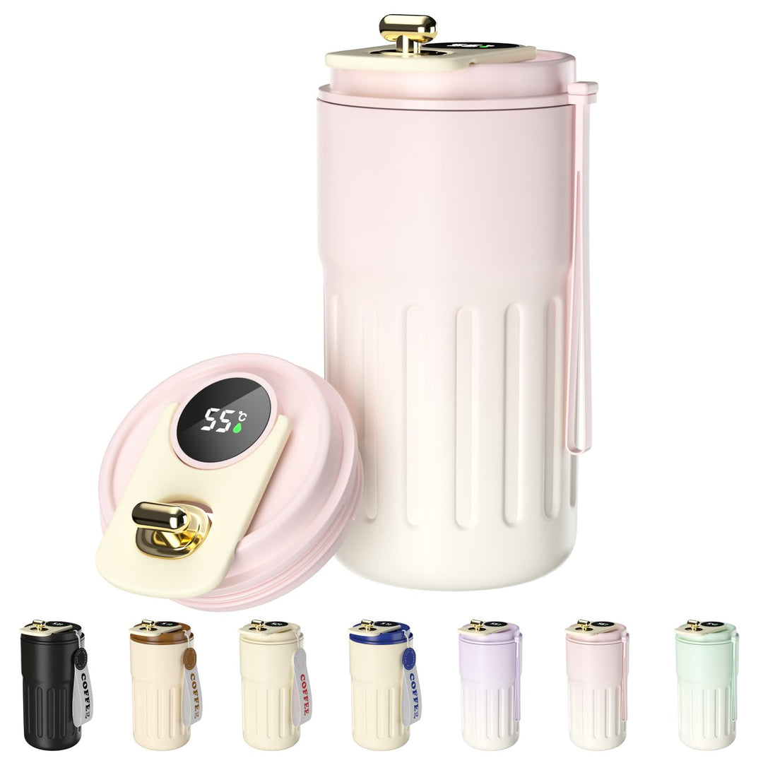 Homealexa Kaffeebecher Digitalanzeige Thermosflaschen 410ml 316 Edelstahl Travel Mug Isolierter Vaku