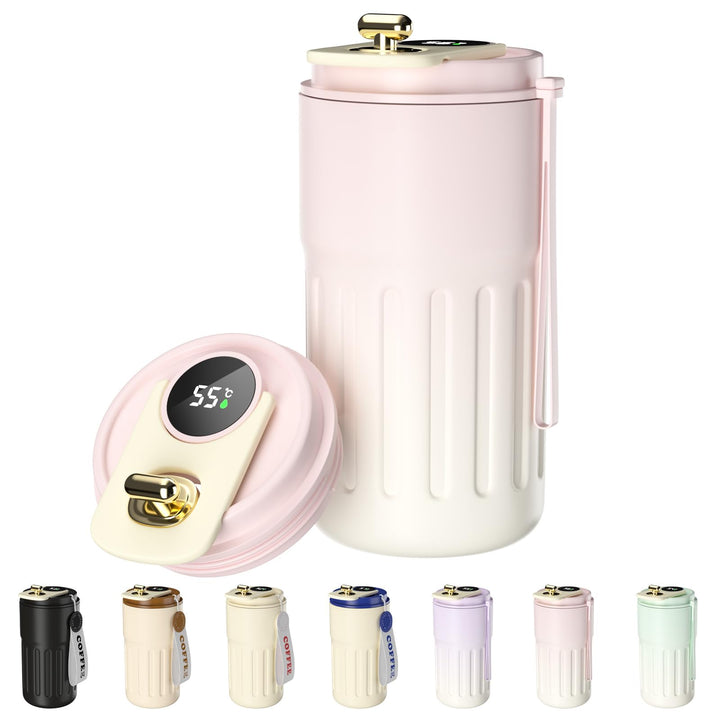Homealexa Kaffeebecher Digitalanzeige Thermosflaschen 410ml 316 Edelstahl Travel Mug Isolierter Vaku