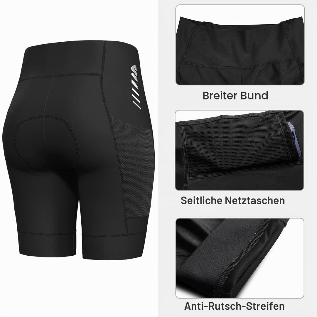 Lo.gas Radlerhose Damen Gepolstert,Fahrradhose Damen Radhose Kurze High Waist Elastische Radshorts A