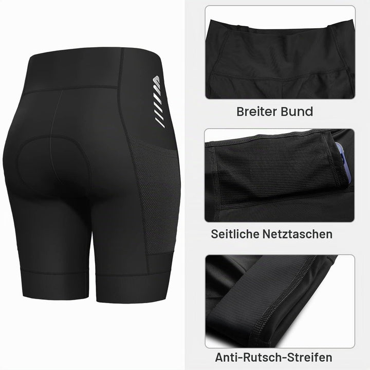 Lo.gas Radlerhose Damen Gepolstert,Fahrradhose Damen Radhose Kurze High Waist Elastische Radshorts A