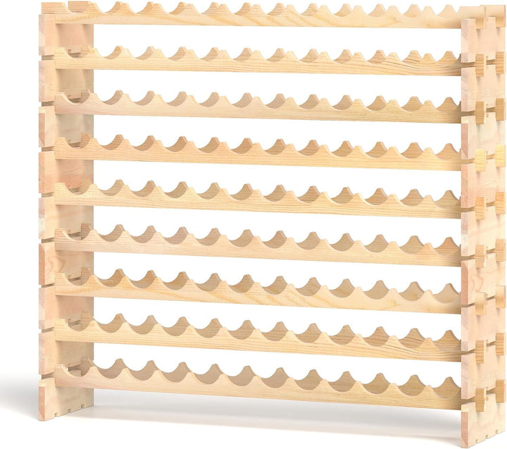 GIANTEX Weinregal Stapelbar Holz, Flaschenregal für 108 Flaschen, Weinschrank Weinständer mit 9 Eben