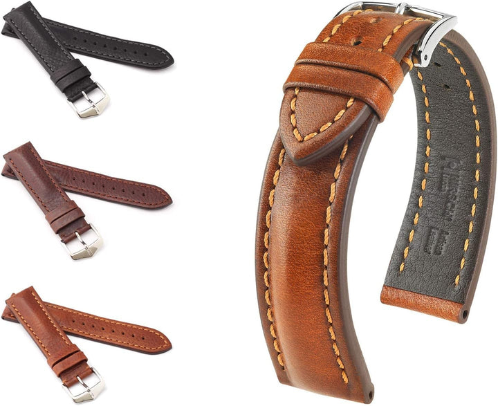HIRSCH Herren Uhrenarmband Rindsleder Modell Lucca 22 mm Braun, Braun