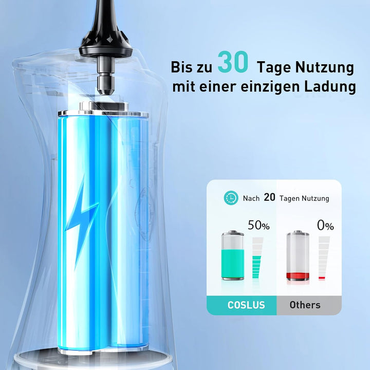 COSLUS Munddusche Kabellos Elektrischer Zahnreiniger: 4 Modi Mundduschen Kabellos 300ml Wassertank M
