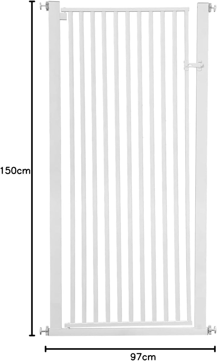 Haustiergitter Extra Hoch Höhe 150cm, Breite verstellbar 90-97cm, Sicherheits-Haustiergitter, Automa