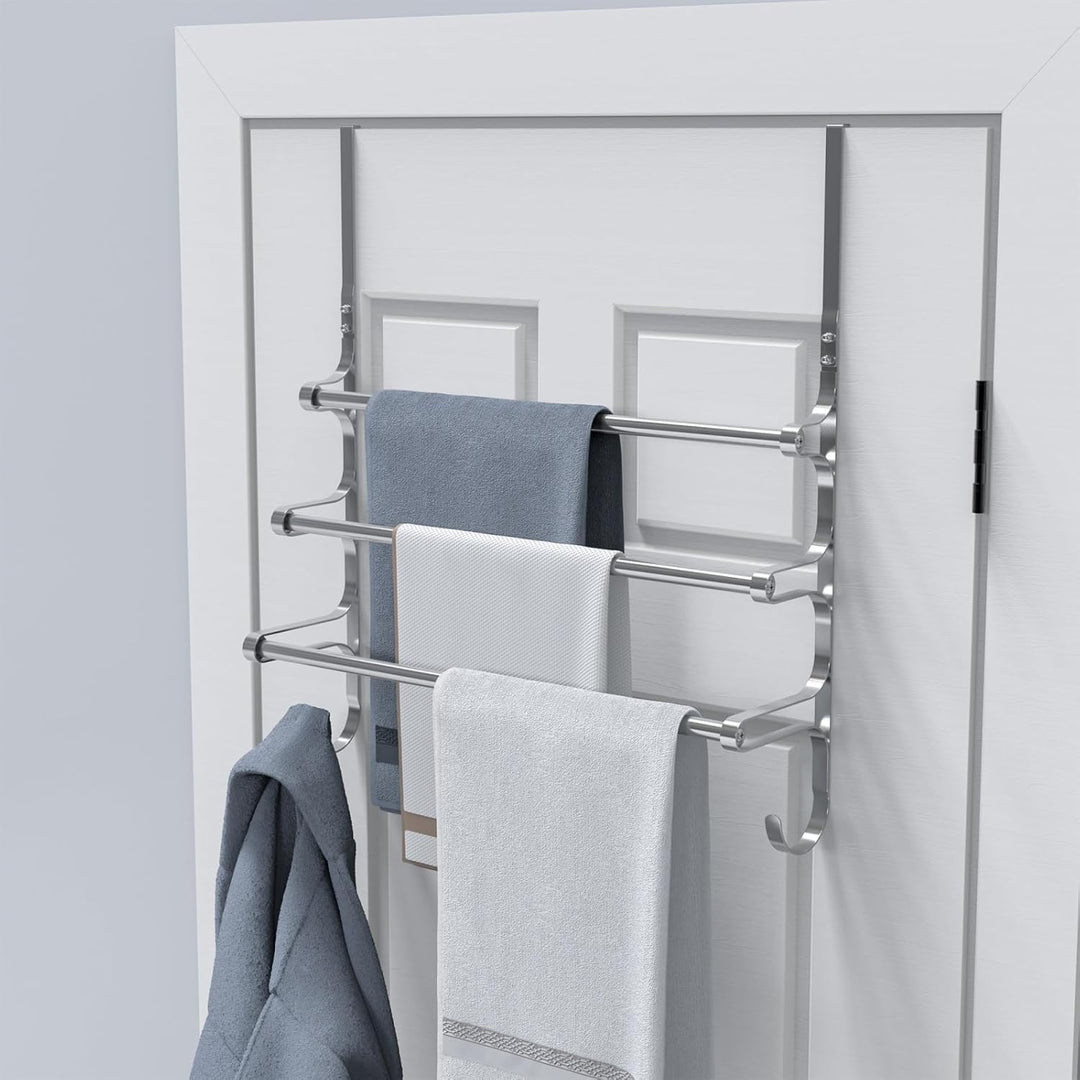 Teleskop Tür-Handtuchstange Bad 35-60cm | Türgarderobe zum Einhängen Badezimmer, 3-stufiger Handtuch