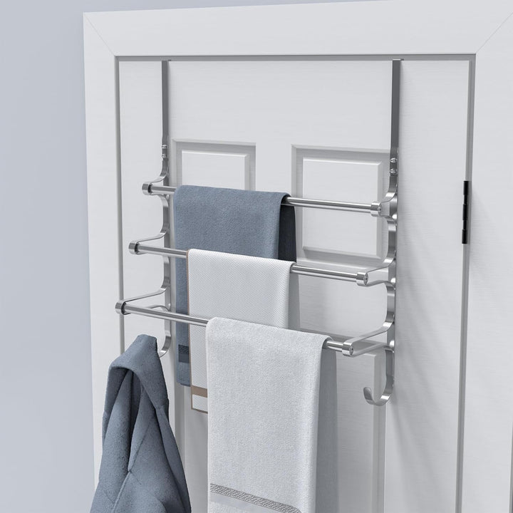 Teleskop Tür-Handtuchstange Bad 35-60cm | Türgarderobe zum Einhängen Badezimmer, 3-stufiger Handtuch