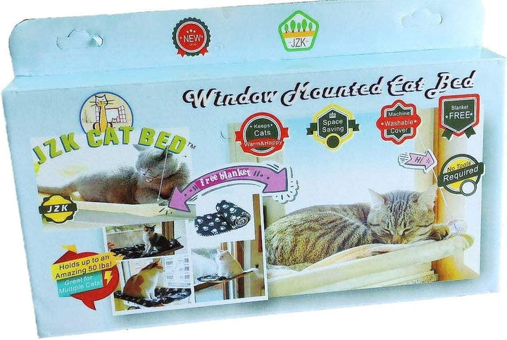JZK Katzen Fensterplatz Window Lounger Katzen Hängematte + Katzendecke, Sonnenbad Katzenbett Haustie