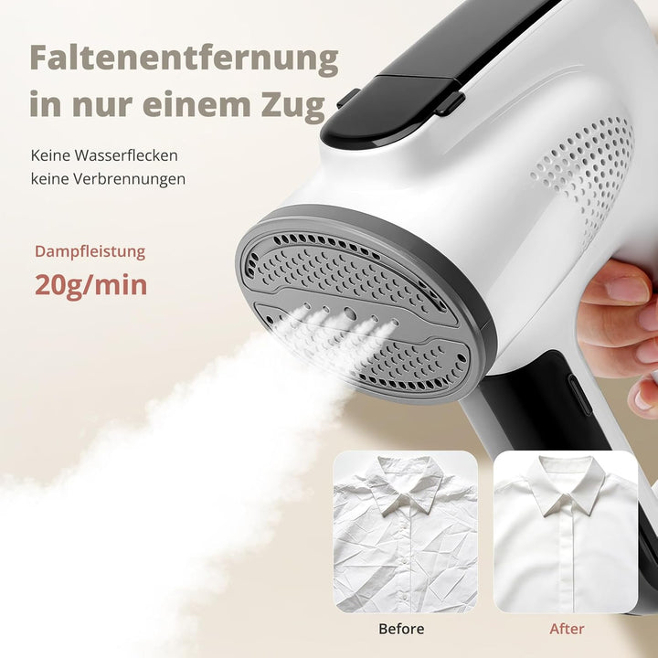 Steamer Dampfglätter mit Saugfunktion, 3000Pa Saugleistung Grosser Abnehmbar Wassertank Tragbares Re