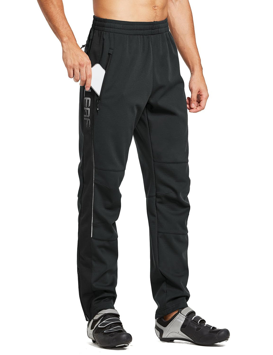 baleaf Herren Fahrradhose Thermo Fleece Radhose Wasserdicht Winddicht Softshellhose Warm Wanderhose