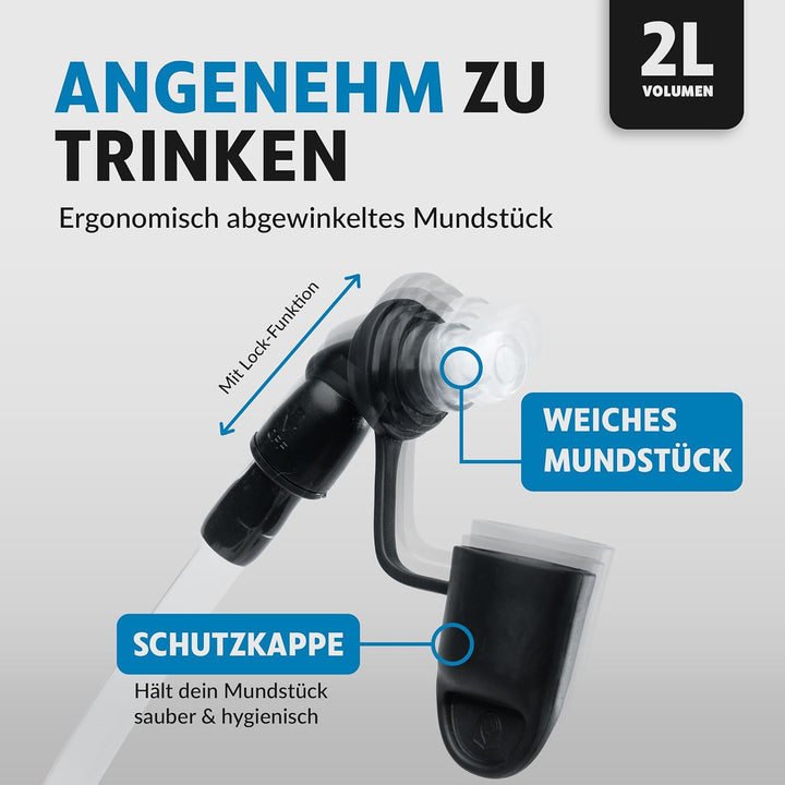 Terra Peak® Premium Trinkblase 2L oder 3L INKL. 2 x Schlauch & 1 x Reinigungsbürste für Rucksack, Wa