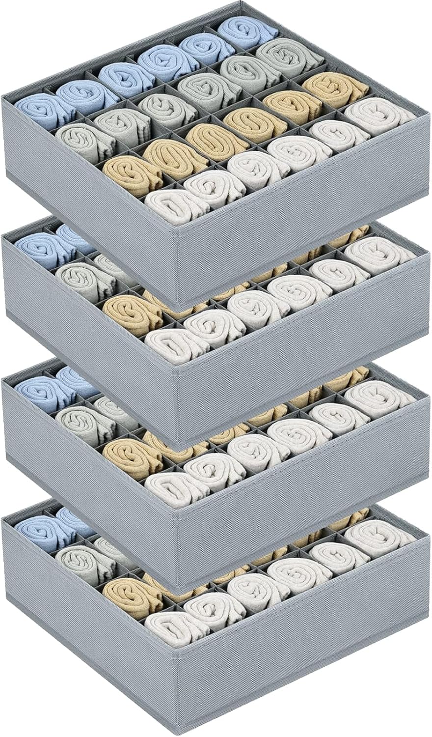 Homsorout 4 Stück Aufbewahrungsboxen 24 Zellen Schublade Organizer Faltbare kleiderschrank Schrank O