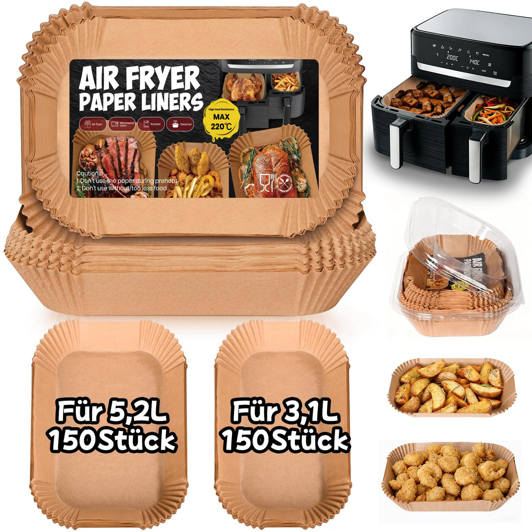 300 Stück Airfryer Backpapier für Tefal Dual Easy Fry EY9018 EY905D 8,3L(5,2/3,1L), Backpapier für H