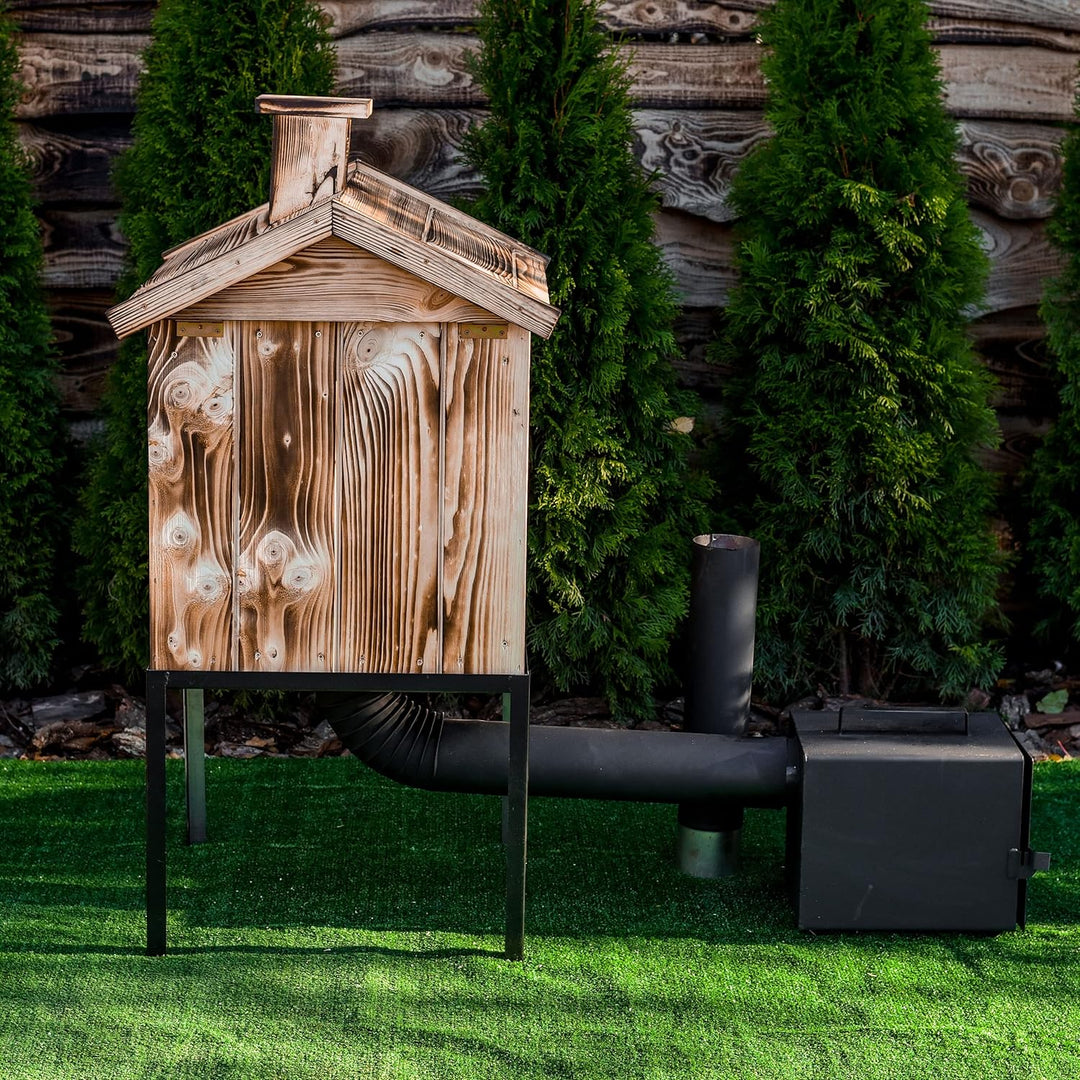 ADGO Modulare Smokerhouse 50cm, Holzräucherei aus Fichte, Holz Räucherei, Gartenräucherei, Tradition