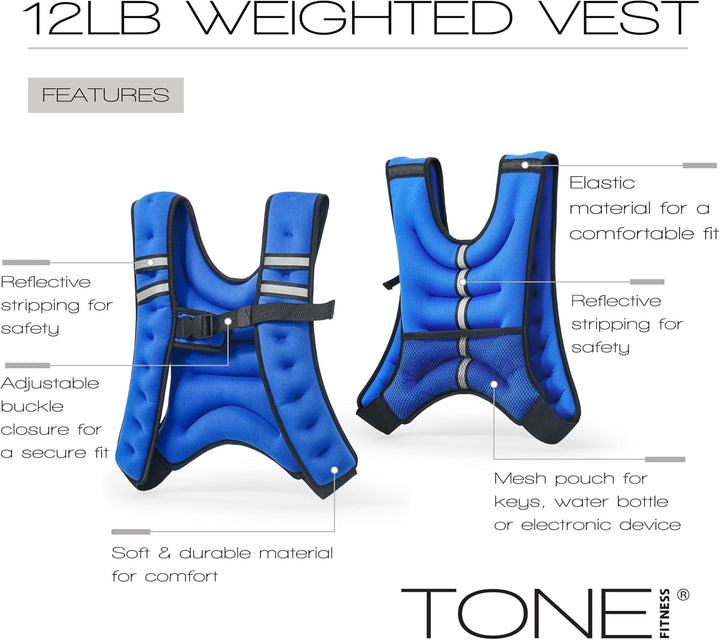 Tone Fitness Gewichtsweste, 5,4 kg blau, blau