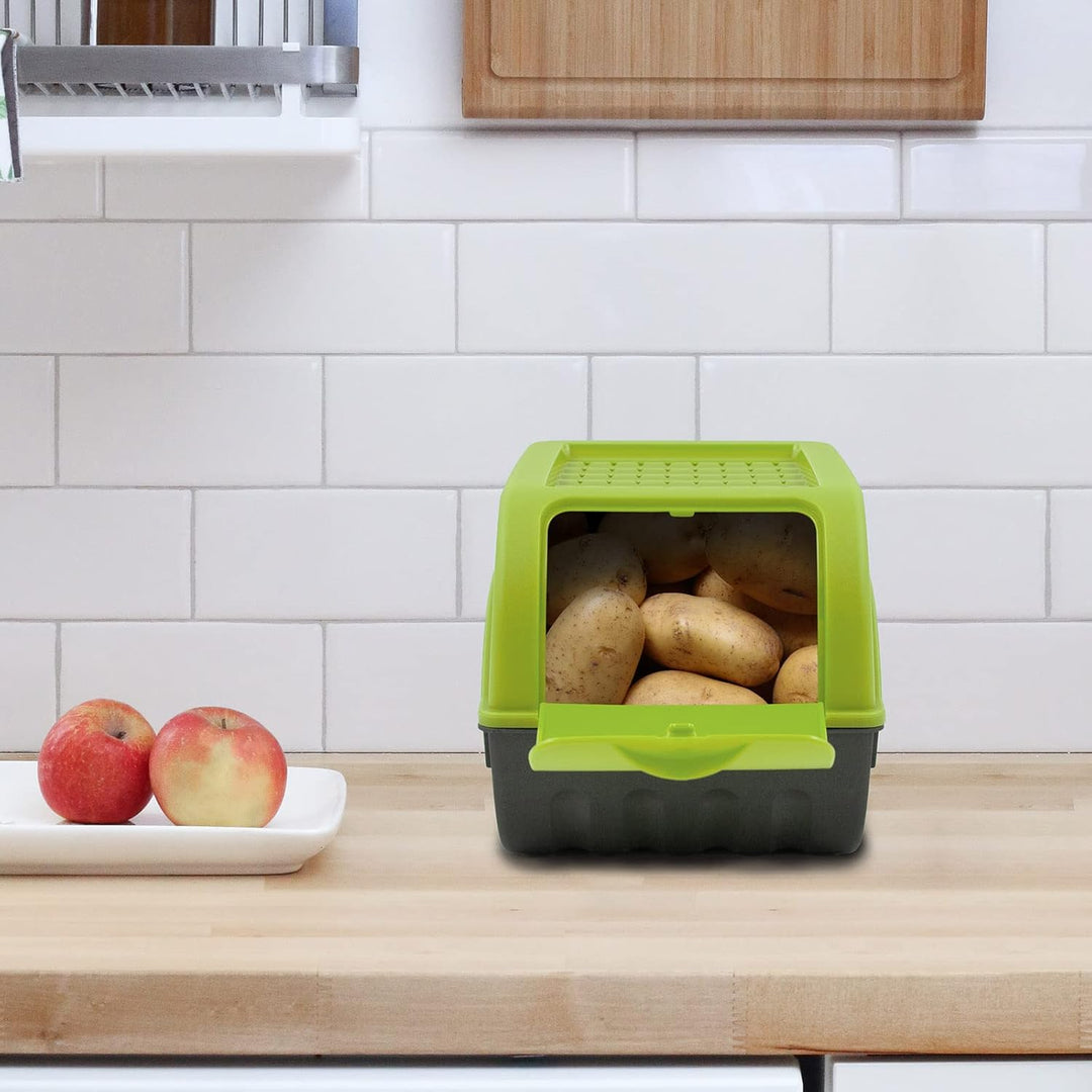 ARTECSIS Kartoffel Aufbewahrungsbox grün 2er Set I Gemüsebox Kartoffelbox mit Deckel für ca. 4 kg Ka