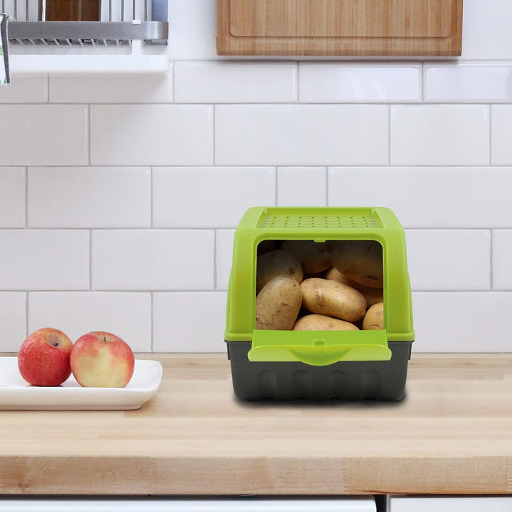 ARTECSIS Kartoffel Aufbewahrungsbox grün 2er Set I Gemüsebox Kartoffelbox mit Deckel für ca. 4 kg Ka