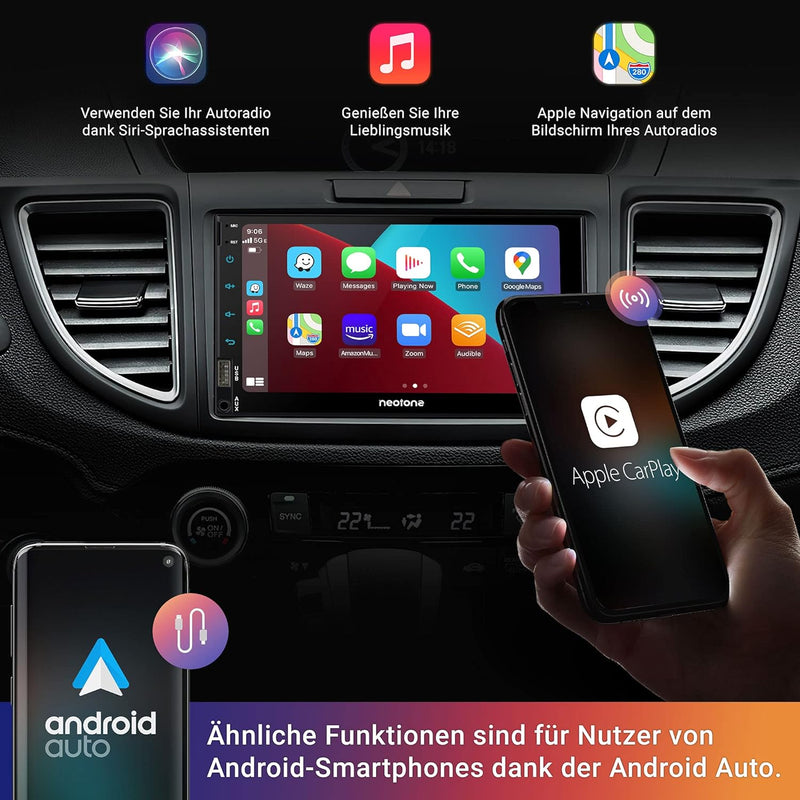 NEOTONE NDX-360A | 2DIN Autoradio mit Android 10.0 Q | Navitel Navigation mit Europakarten + Lifetim