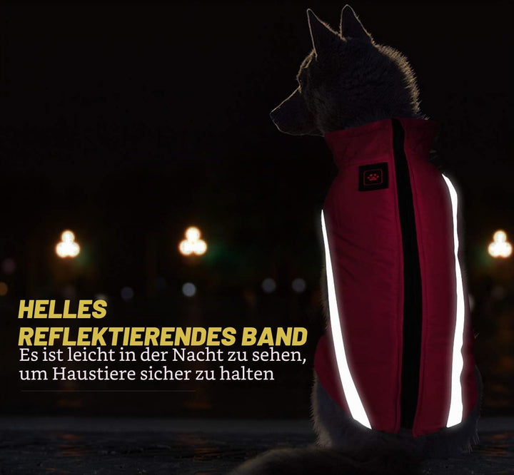 Idepet Wasserdichter Hundemantel Winter Warme Jacke, Winddichte Haustierkleidung Hundejacke Outfit f