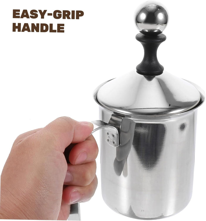 Toyvian 400 Ml Milchaufschäumer Edelstahl Doppelgitter Handpumpe Manuell Für Kaffee Cappuccino Vollm