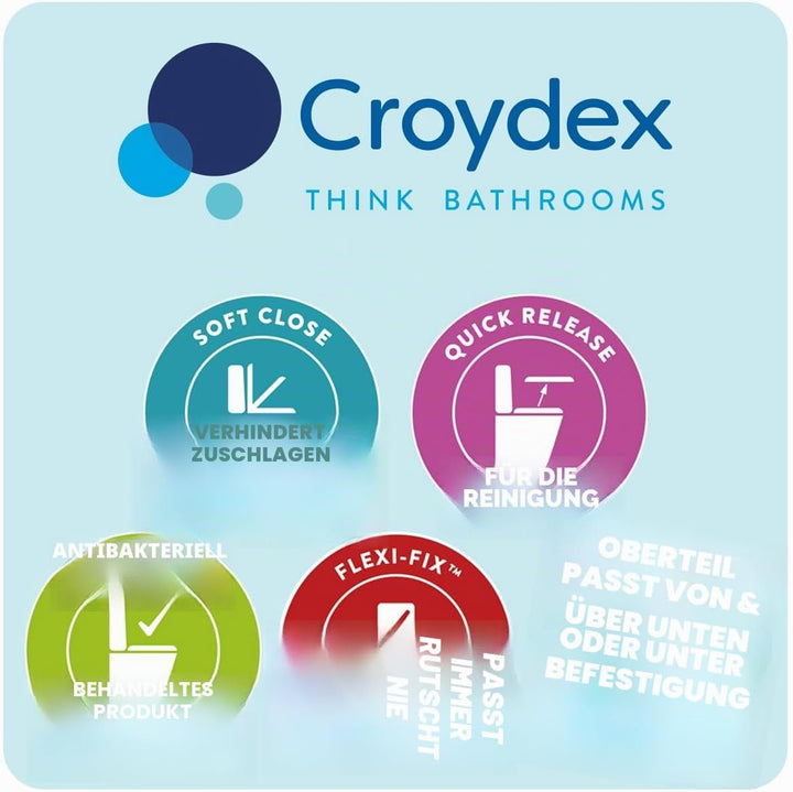 Croydex T.Seat SC Flex Fit WHT WL601722H, Kunststoff, weiss, 43 x 38 x 5 cm Standard Slow Close, Sta
