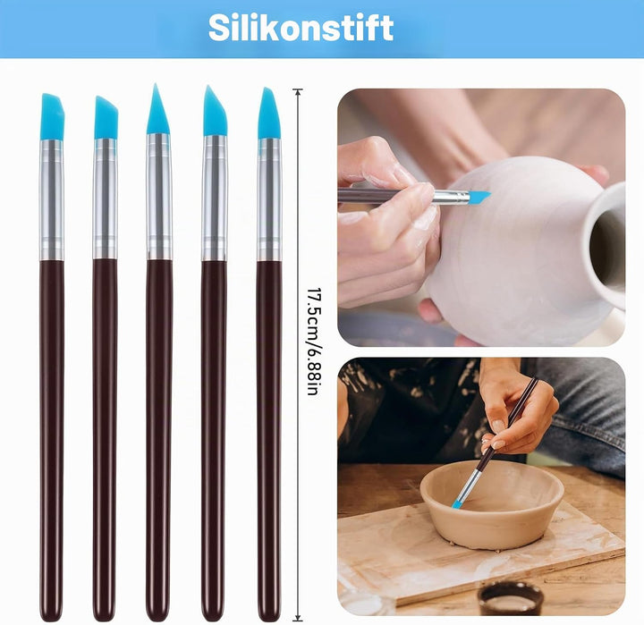 40 Stück Töpferwerkzeug Set, Modellierwerkzeug Ton Werkzeug Set mit Aufbewahrungstasche, Töpfer Werk