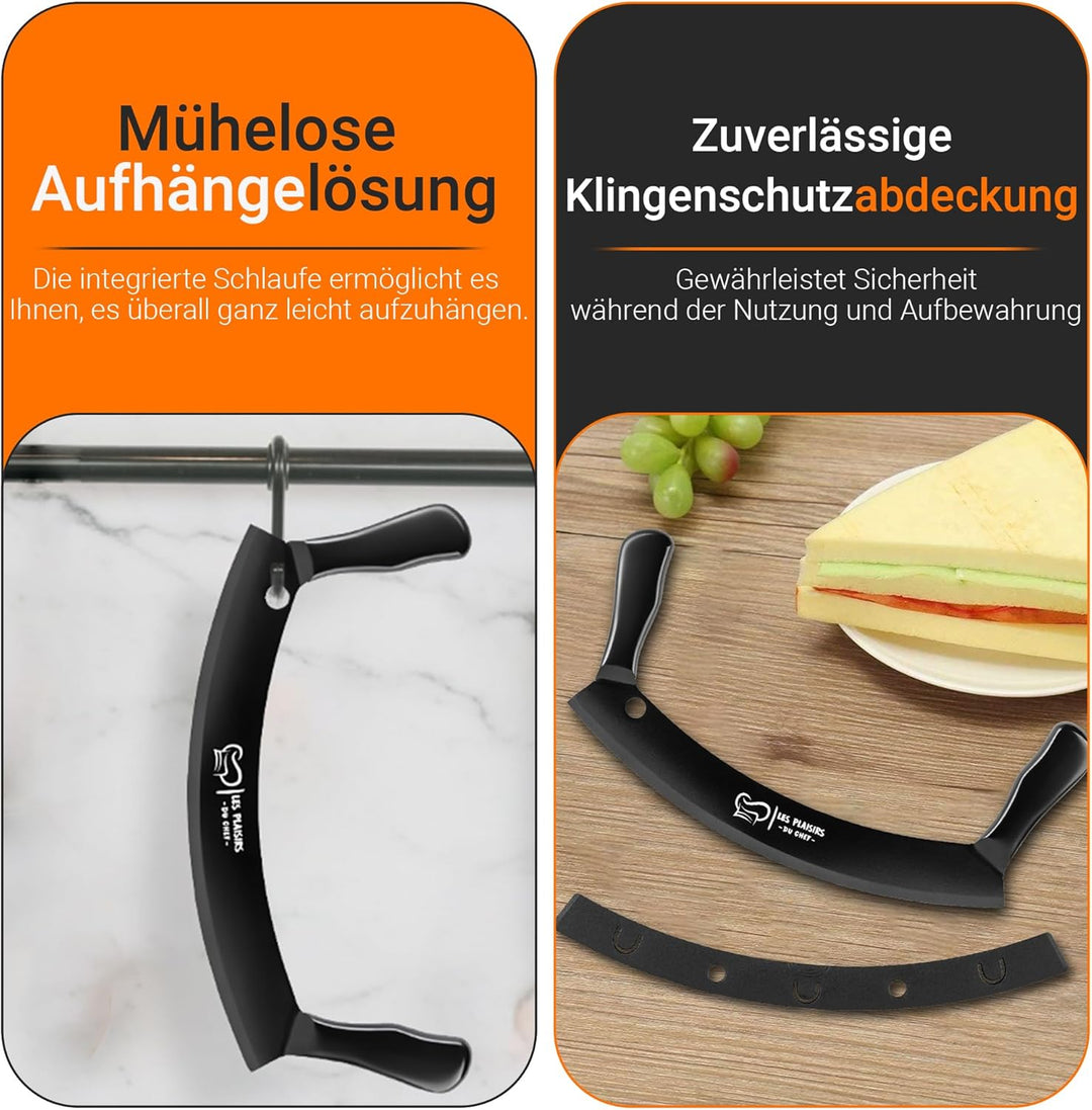 Extra scharfer Pizza Schneider/Pizzaschneider mit Antihaft-Beschichtung – Wiegemesser 30,5 cm mit Do