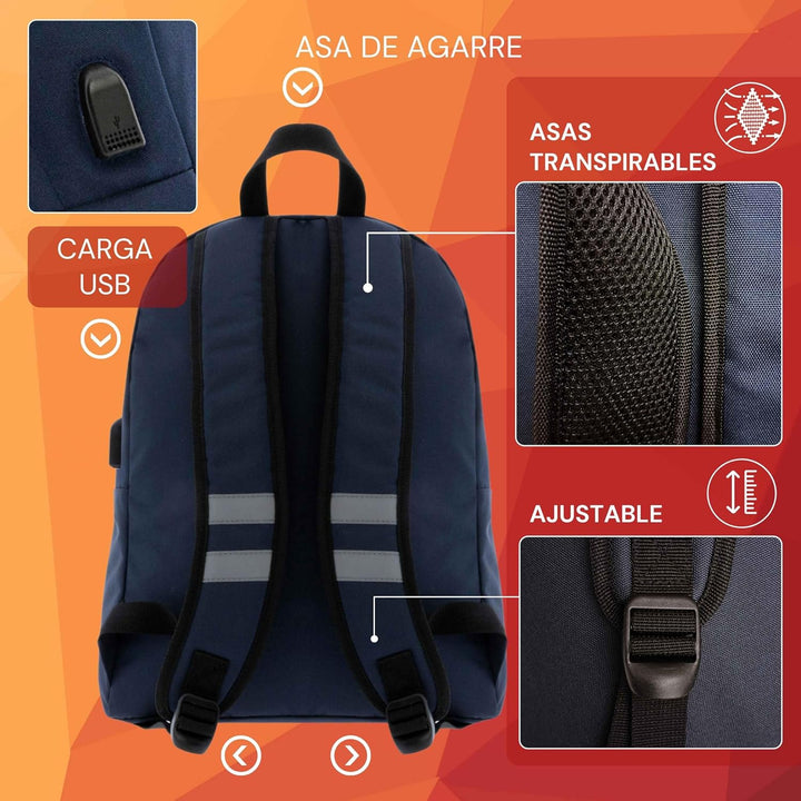 Coronel Tapiocca Herren Rucksack Urban Laptop Backpack 31x40x13 Marineblau, Marineblau