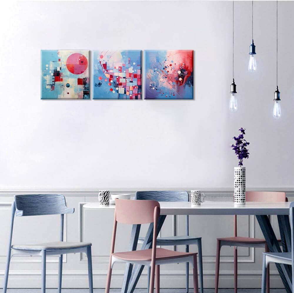 Piy Painting Abstraktes Gemälde Auf Leinwand, Abstraktes Leinwandbild, Rosa Blau Leinwand Wandbilder