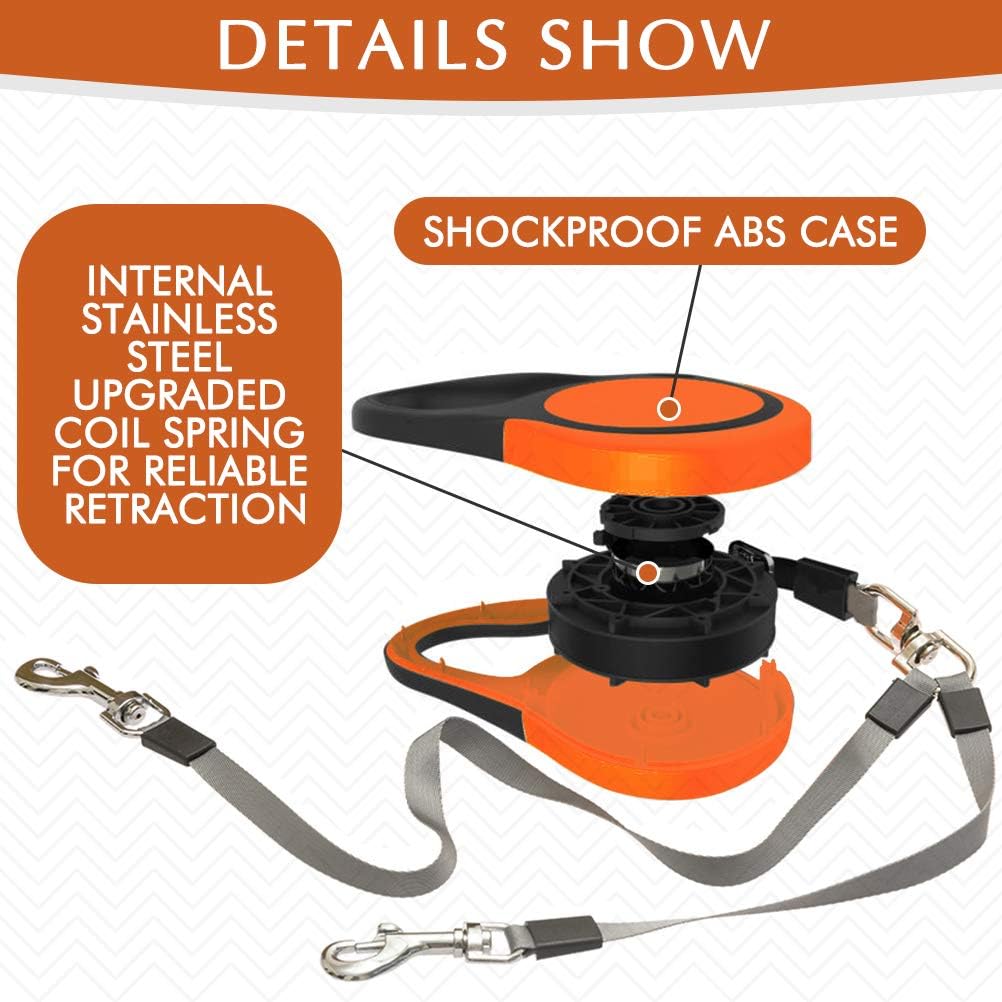 KOOLTAIL Dual Retractable Hundeleine für Zwei Hunde bis 110 Lbs, Heavy Duty Doppelkopf 16 ft Erweite
