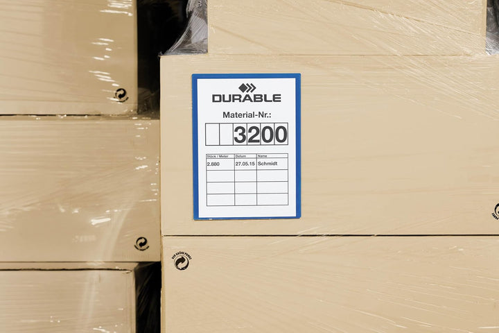 Durable Selbstklebende Kennzeichnungstasche, für Dokumente in A5 quer, Packung à 50 Stück, dunkelbla