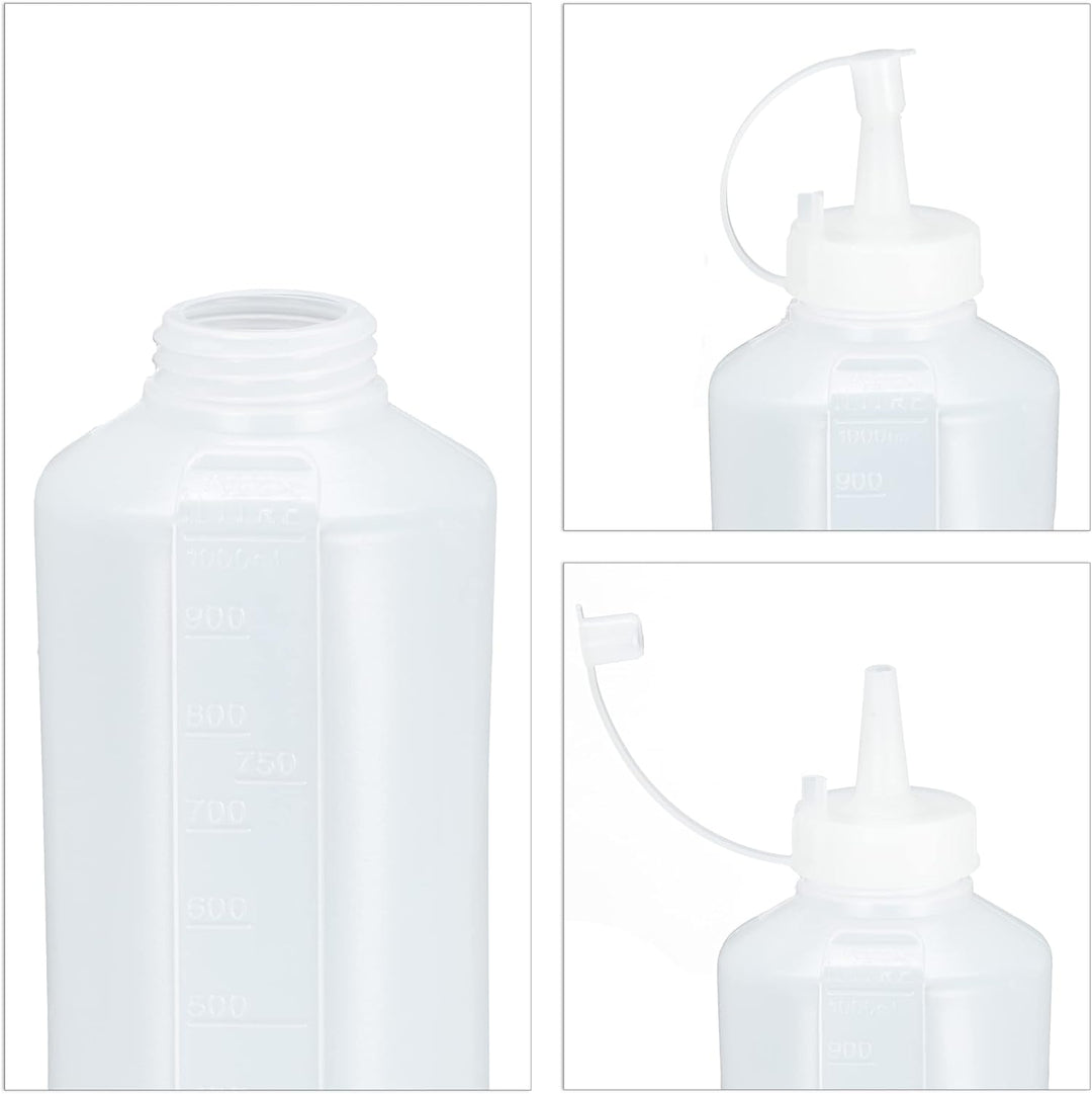 Relaxdays 8 x Quetschflasche, 1000 ml, für Saucen, Spritzflasche zum Befüllen, Squeeze Flasche, Kuns