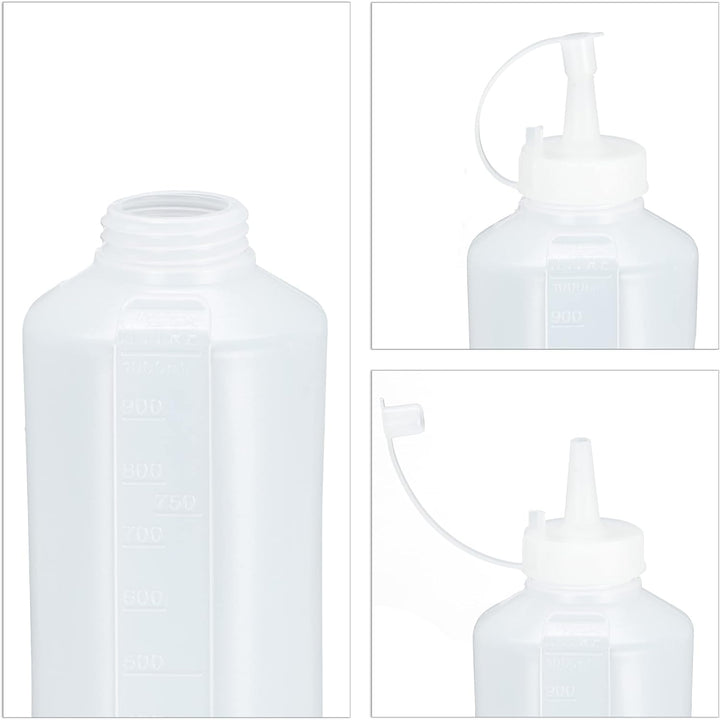 Relaxdays 8 x Quetschflasche, 1000 ml, für Saucen, Spritzflasche zum Befüllen, Squeeze Flasche, Kuns