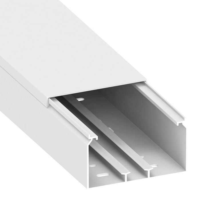 Habengut CC10116 Kabelkanal (mit Montagelochung im Boden) 60x110 mm aus PVC, Farbe: Weiss, Länge 1 m